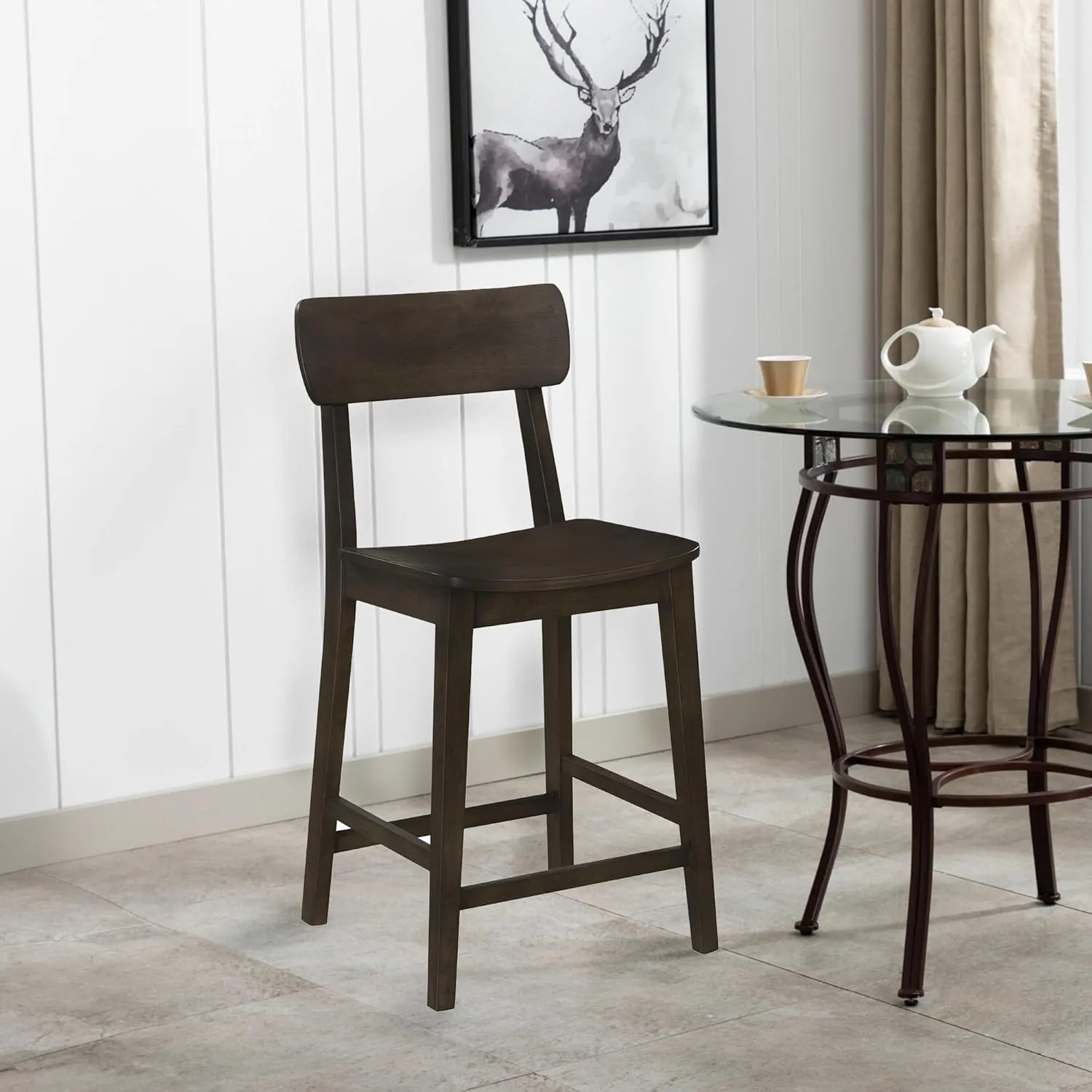 Boraam Torino Counter Height Wood Kitchen Bar Stool - Carbonite Finish