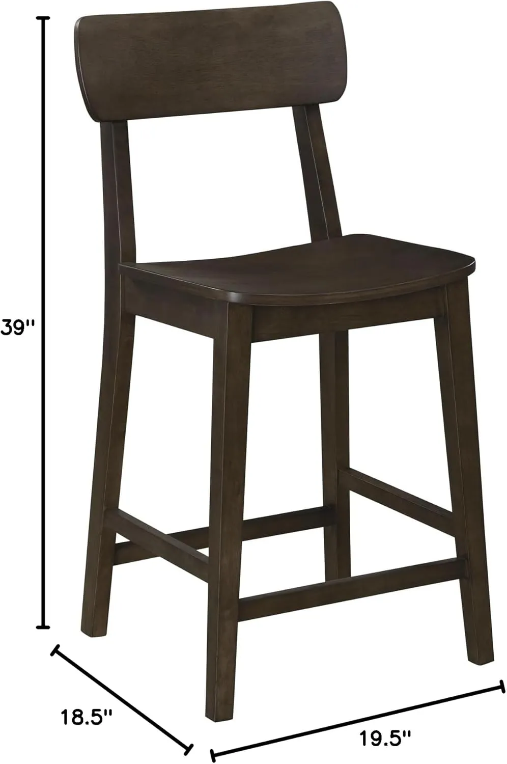Boraam Torino Counter Height Wood Kitchen Bar Stool - Carbonite Finish