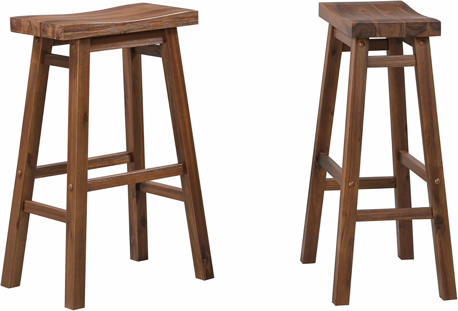 Boraam Sonoma Backless Saddle Kitchen Bar Stool - Chestnut Wire-Brush - Set of 2