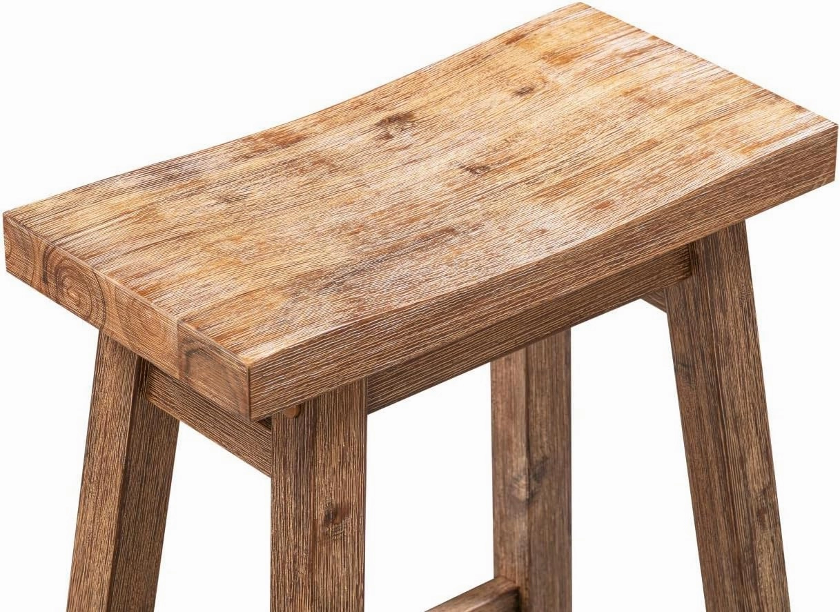 Boraam Sonoma Backless Saddle Kitchen Bar Stools - Barnwood Wire-Brush - Set of 2