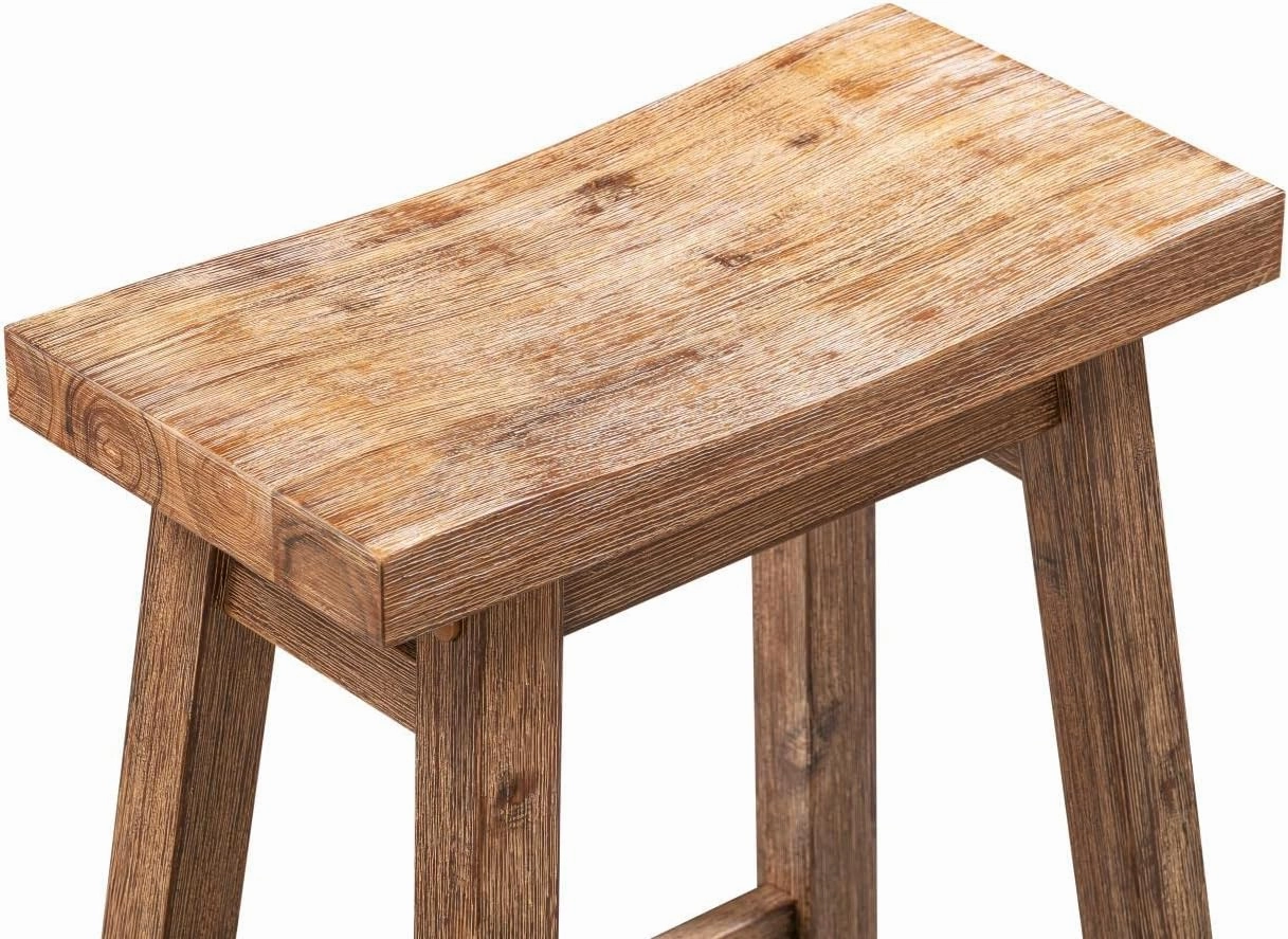 Boraam Sonoma Backless Saddle Kitchen Bar Stools - Barnwood Wire-Brush - Set of 2