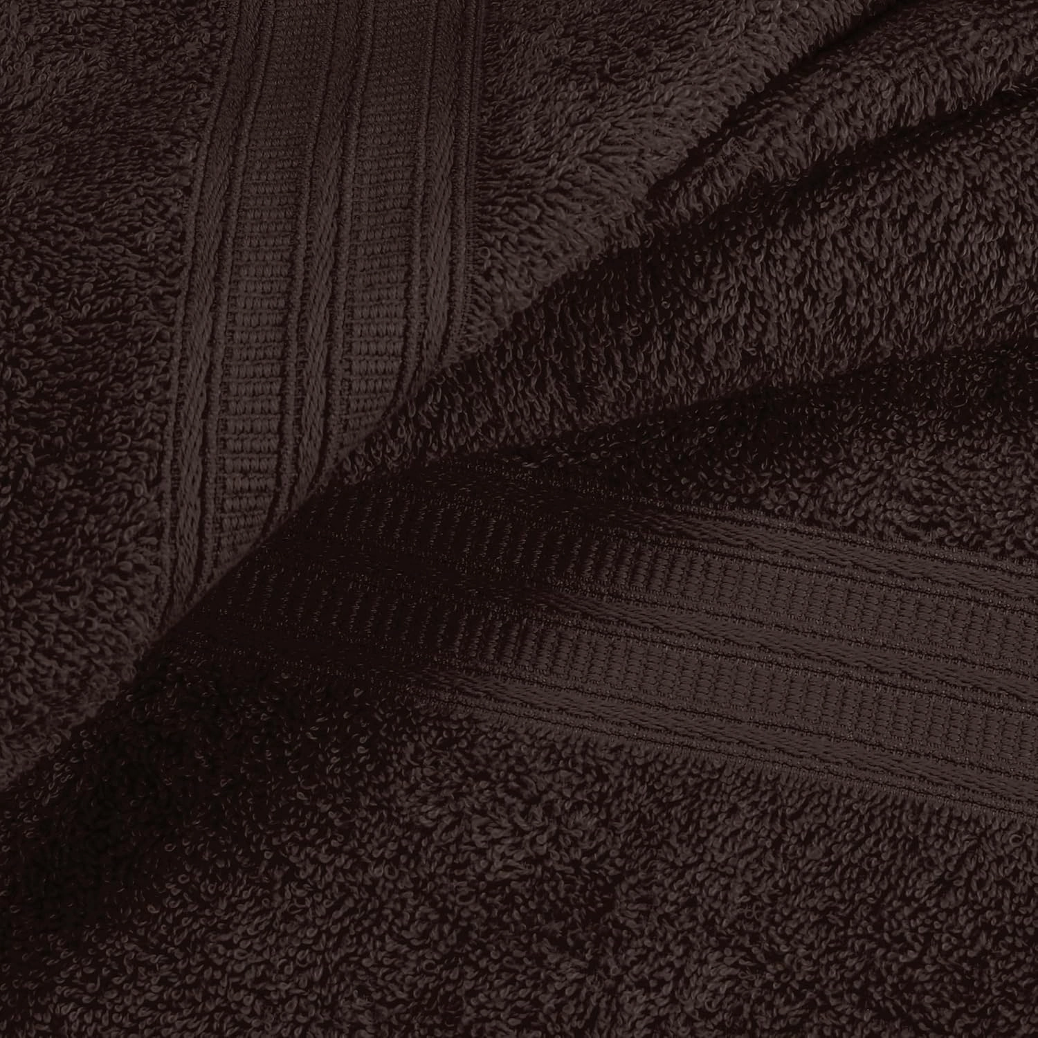 BOUTIQUO 6 Pack Cotton Towel Set, Contains 2 Bath Towels 27x54 inch, 2 Hand Towels 16x24 inch & 2 Wash Coths 12x12 inch, Ideal Everyday use, Ultra Soft Compact & Lightweight - Chocolate Brown