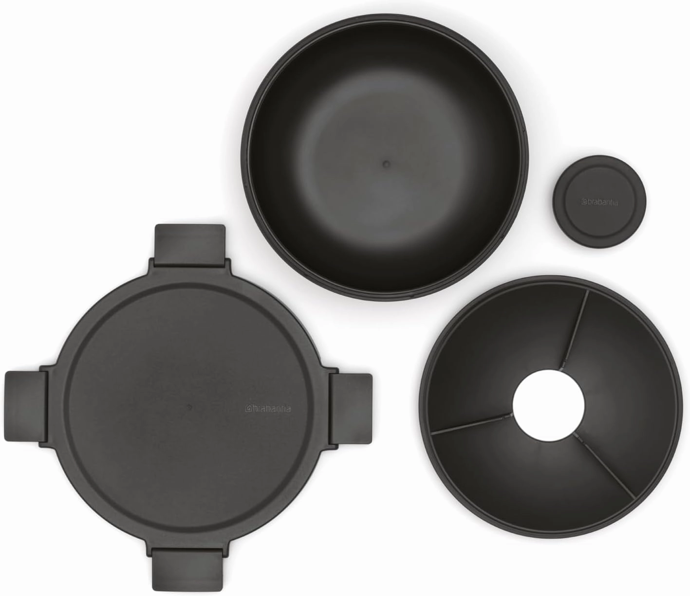 Brabantia Make & Take Salad Bowl with Removable Tray for Toppings & Dressings (Dark Gray) 100% Leakproof, Microwave & Freezer Safe Meal Prep Container