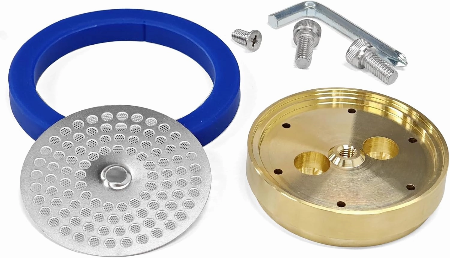 Brass Tune Up Kit Compatible with Gaggia IMS Precision Screen, Stainless Shower Holder, Silicone Gasket fits Gaggia Coffee, Classic Coffee, Classic V1, Classic Pro V3, Carezza