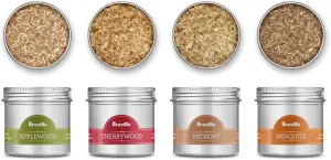 Breville Commercial BSM600AWC0NUC1 Classic Smokehouse Wood Chip Kit for Smoking Gun Pro CSM700, 4 Piece, Hickory, Mesquite, Applewood, and Cherrywood