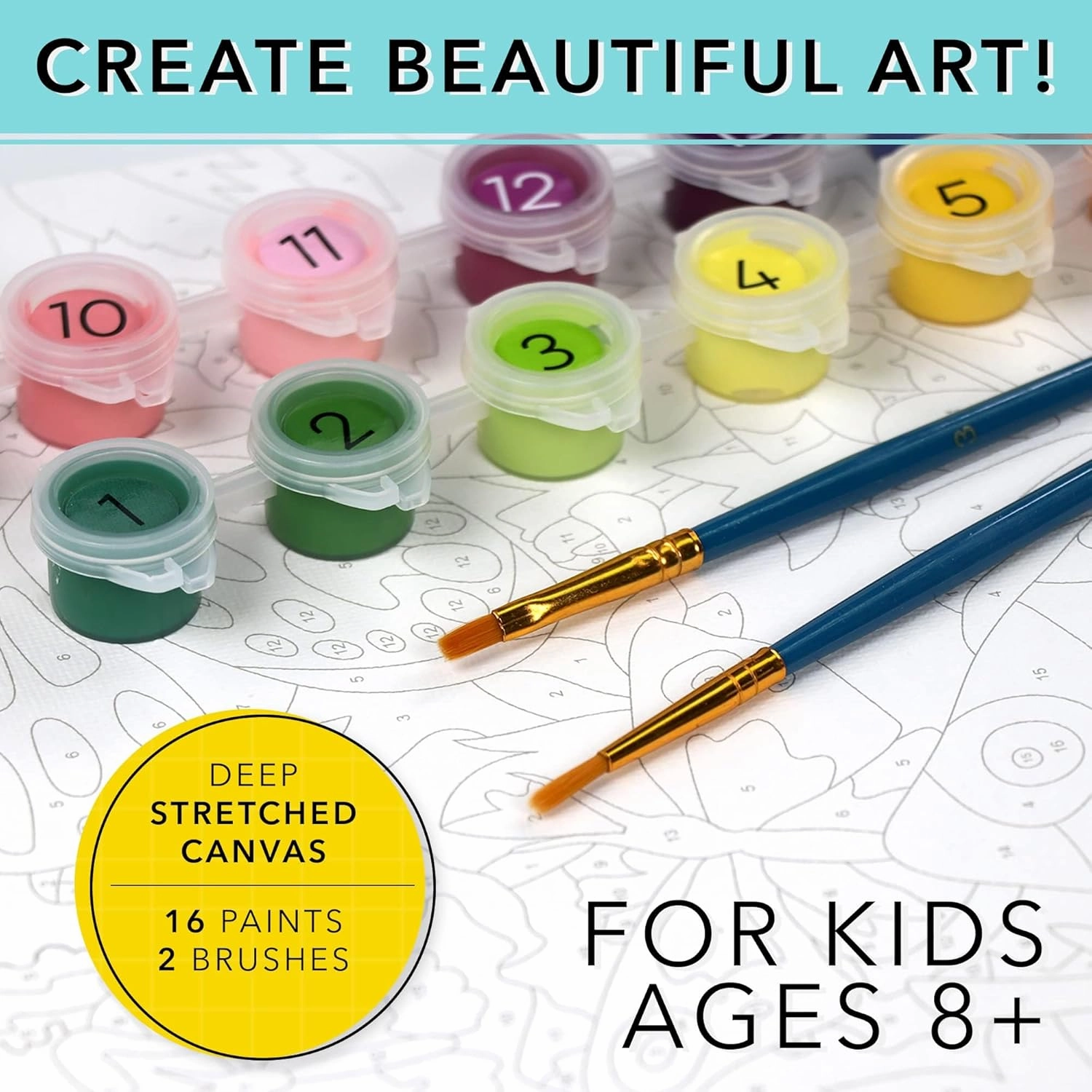 Bright Stripes iHeartArt Paint by Number Kit – Tropical Jungle | Framed Canvas Art Set for Kids Ages 8-12 | Includes 16 Paints & 2 Brushes | DIY Beginner-Friendly Painting Activity Gift