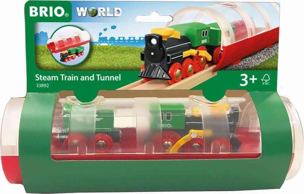 BRIO World 33892 - Classic Steam Train & Tunnel - 3 Piece Wooden Toy Train Set | Perfect for Kids Age 3 and Up | FSC-Certified Wood | Compatible with BRIO Sets