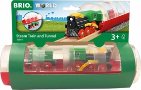 BRIO World 33892 - Classic Steam Train & Tunnel - 3 Piece Wooden Toy Train Set | Perfect for Kids Age 3 and Up | FSC-Certified Wood | Compatible with BRIO Sets