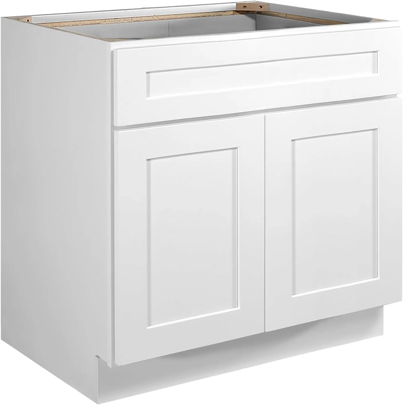 Brookings Shaker Unassembled Sink Base Kitchen Cabinet SB33, 33 W x 24 D x 34.5 H, Painted White with Sherwin Williams, Solid Wood – Design House, 561480