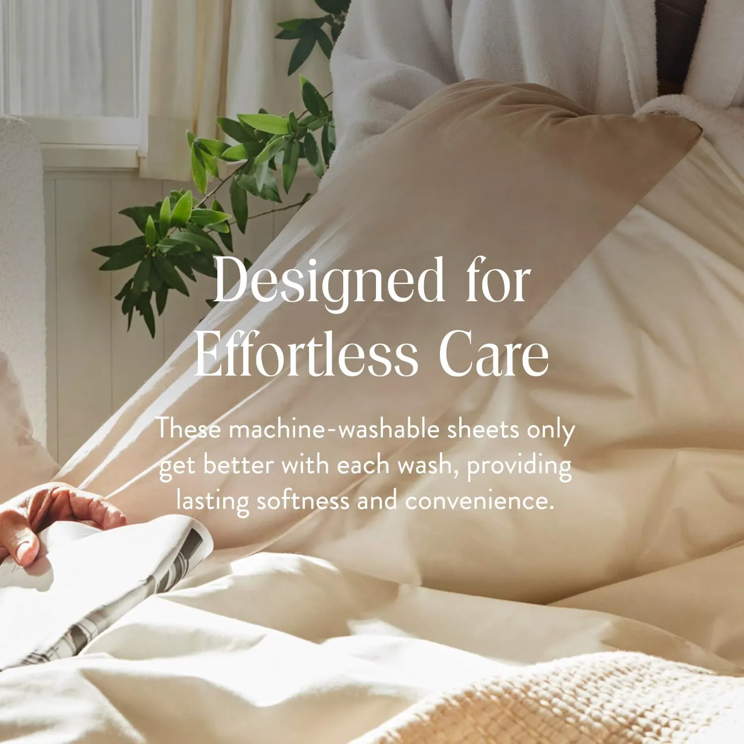 Brooklinen Luxury Sateen 4 Piece Queen Size Sheets Set in Pebble - 100% Cotton Sateen Sheets - 1 Fitted Sheet, 1 Flat Sheet, 2 Pillowcases