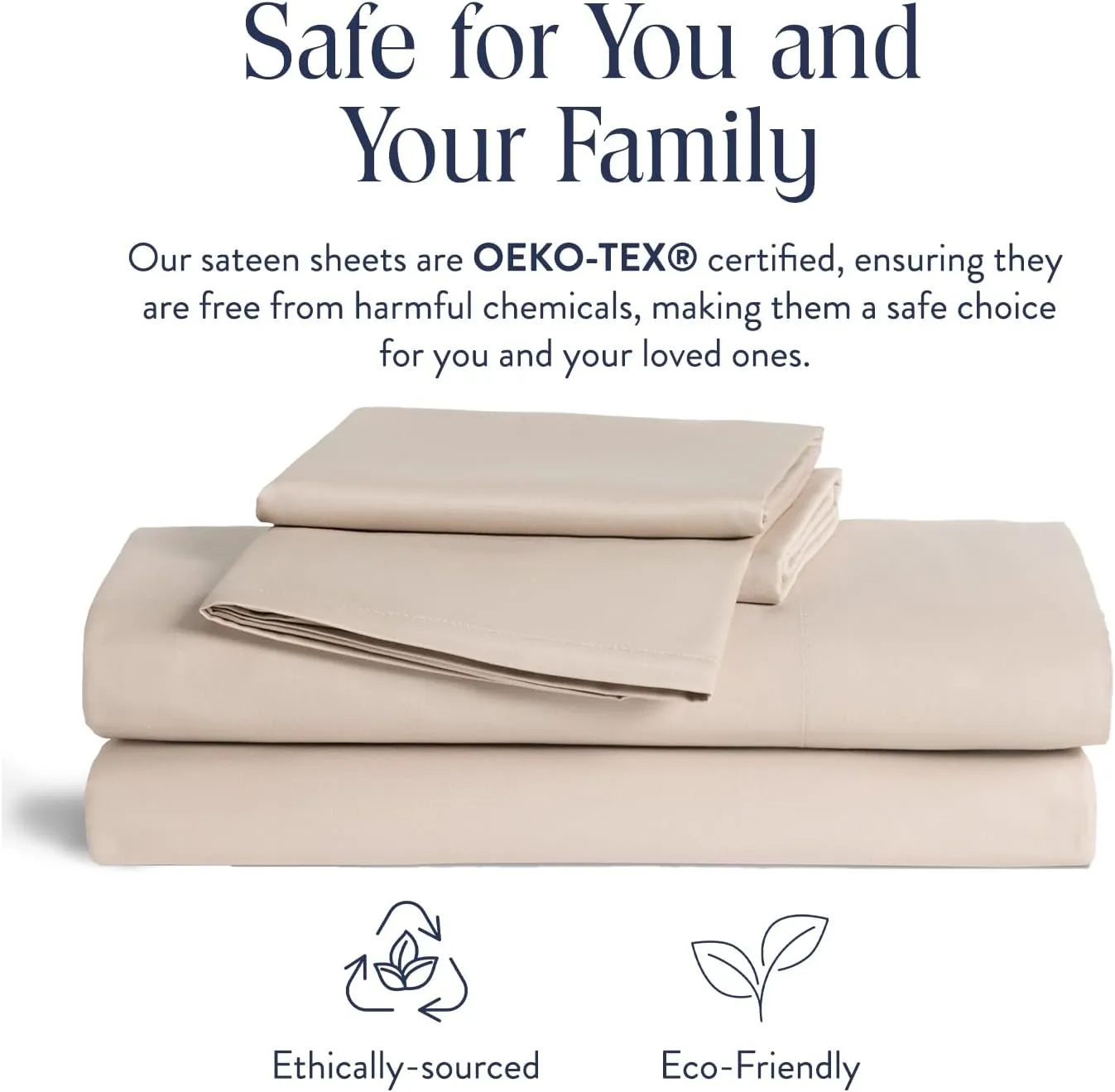 Brooklinen Luxury Sateen 4 Piece Queen Size Sheets Set in Pebble - 100% Cotton Sateen Sheets - 1 Fitted Sheet, 1 Flat Sheet, 2 Pillowcases