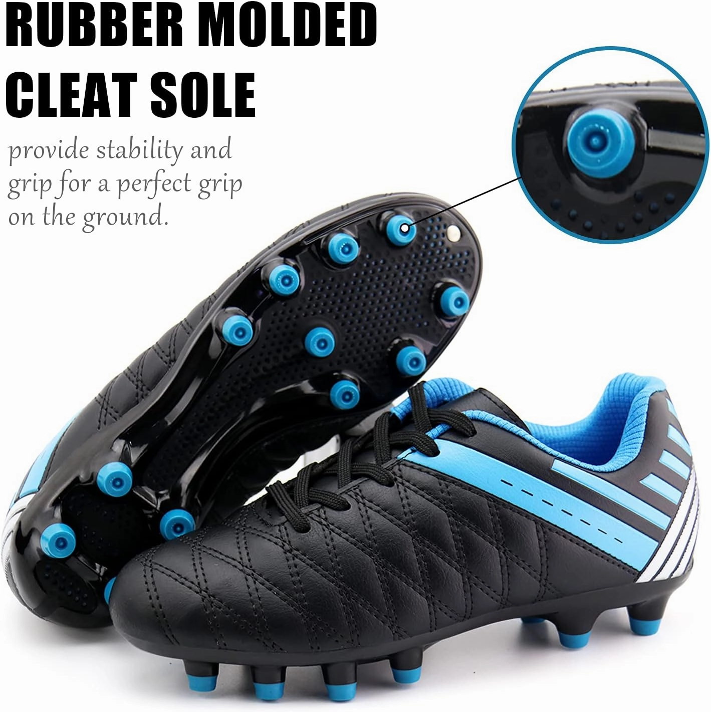 brooman Kids Athletic Soccer Cleats Boys Girls Outdoor Firm Ground Football Shoes