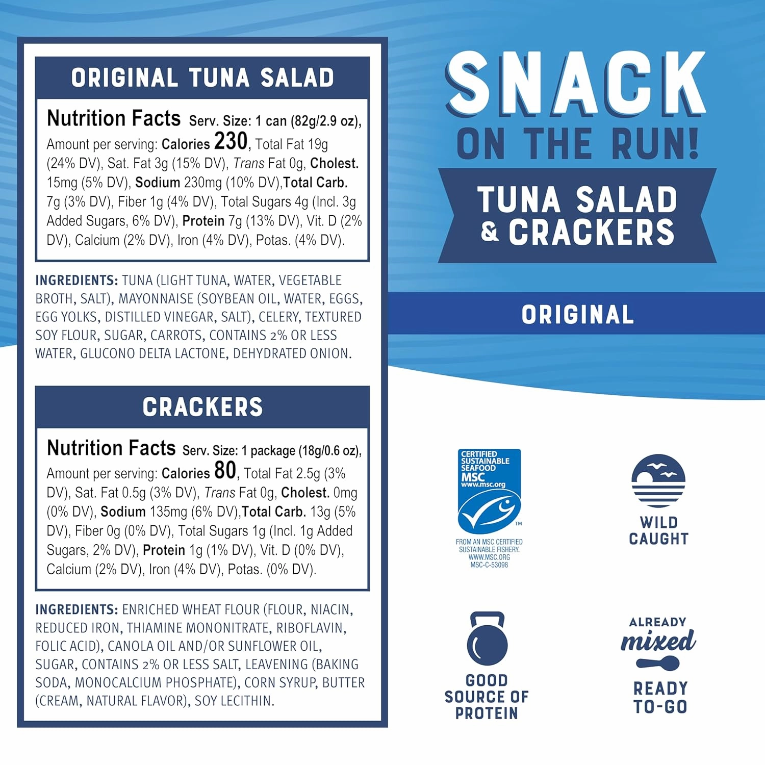 Bumble Bee Snack on the Run Classic Favorites Bulk Bundle (24 Total Kits) - Original Tuna Salad and Classic Chicken Salad with Crackers - Ready to Eat Protein Snacks