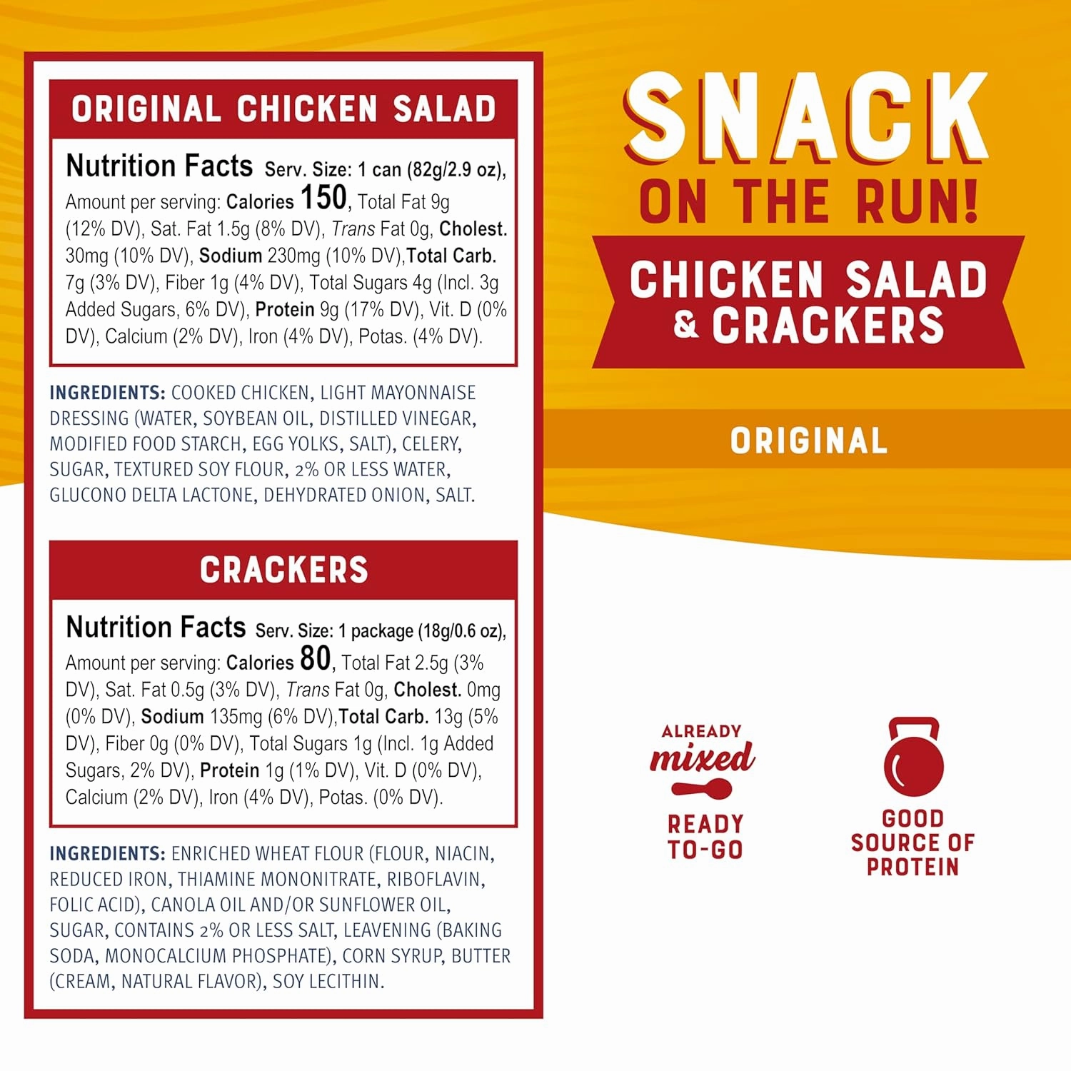 Bumble Bee Snack on the Run Classic Favorites Bulk Bundle (24 Total Kits) - Original Tuna Salad and Classic Chicken Salad with Crackers - Ready to Eat Protein Snacks