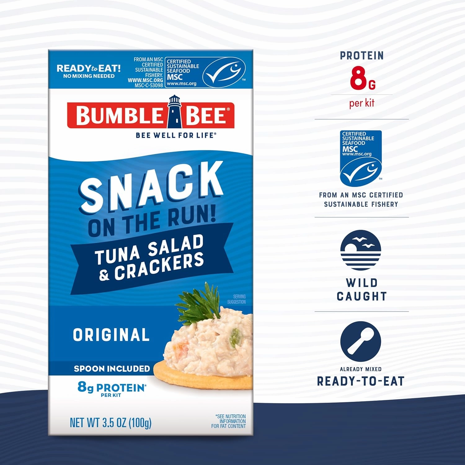 Bumble Bee Snack on the Run Classic Favorites Bulk Bundle (24 Total Kits) - Original Tuna Salad and Classic Chicken Salad with Crackers - Ready to Eat Protein Snacks