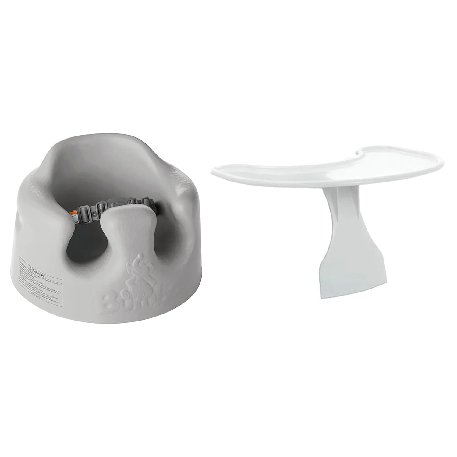 Bumbo Baby Floor Seat, Portable Infant Sit Up Activity and Eating Chair w/Tray, Cool Grey