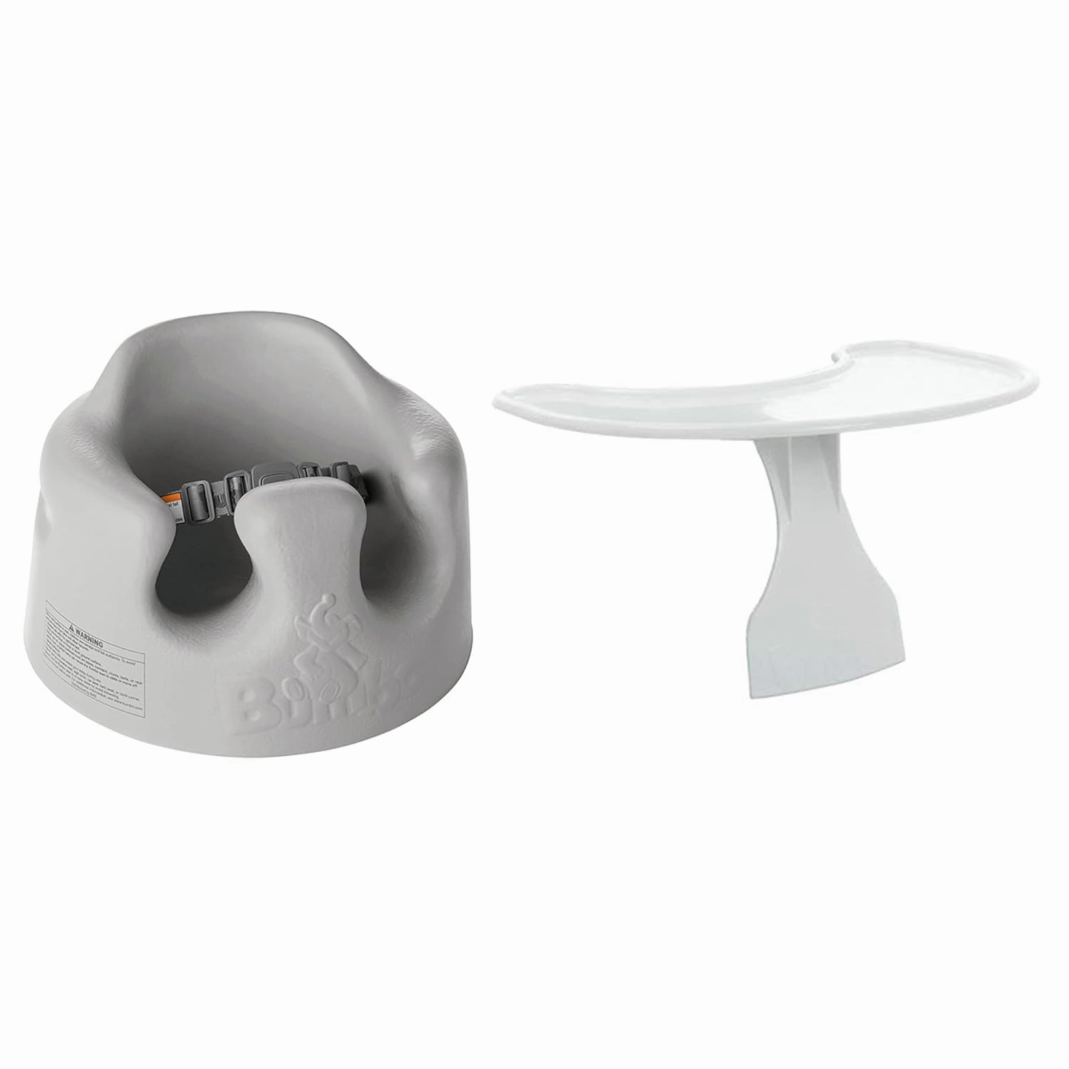 Bumbo Baby Floor Seat, Portable Infant Sit Up Activity and Eating Chair w/Tray, Cool Grey