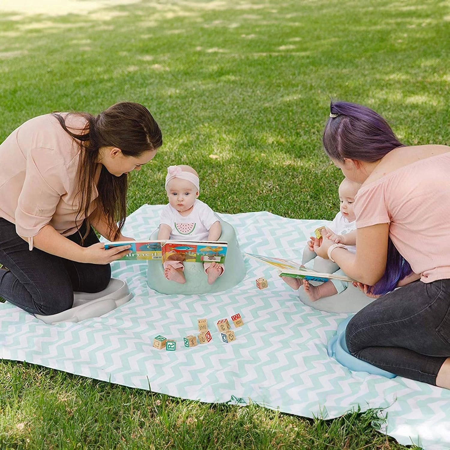 Bumbo Baby Floor Seat, Portable Infant Sit Up Activity and Eating Chair w/Tray, Hemlock