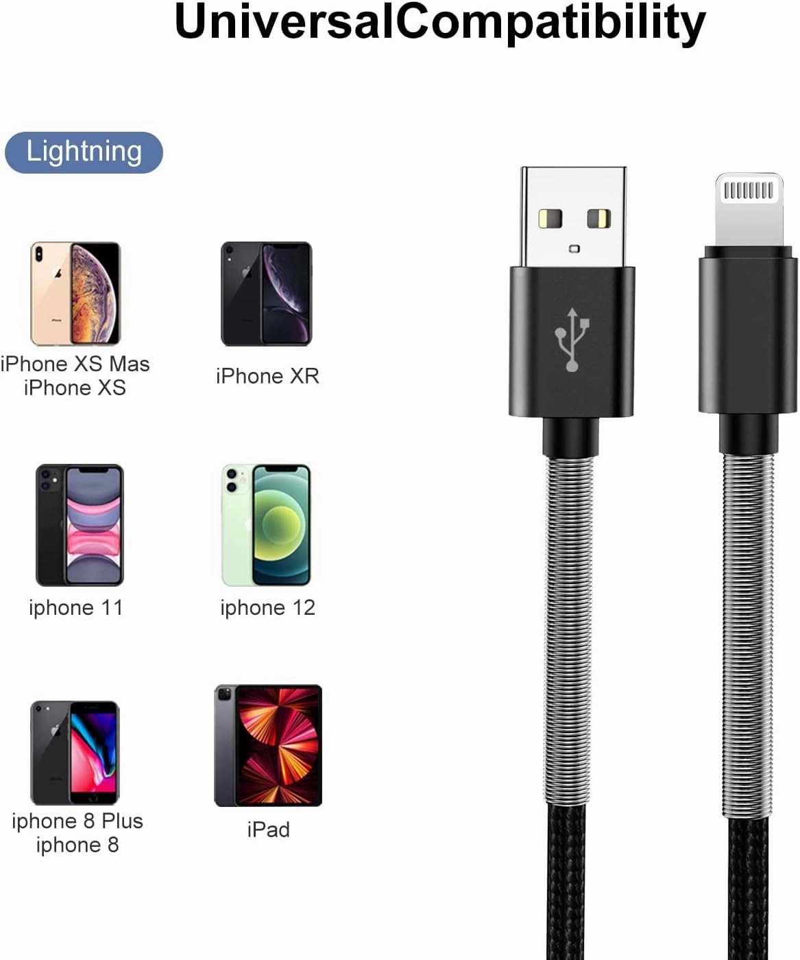 Cabepow 15 FT Extra Long iPhone Charger Cord 2Pack, [Apple MFi Certified] iPhone Charging Cable, 2.4A Nylon Braided Lightning Cable for iPhone 12/11 Pro Max/ 11 Pro/XS Max/XS/XR/X/ 8 Plus/ 8-Black