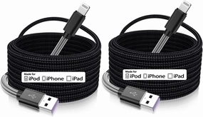 Cabepow 15 FT Extra Long iPhone Charger Cord 2Pack, [Apple MFi Certified] iPhone Charging Cable, 2.4A Nylon Braided Lightning Cable for iPhone 12/11 Pro Max/ 11 Pro/XS Max/XS/XR/X/ 8 Plus/ 8-Black
