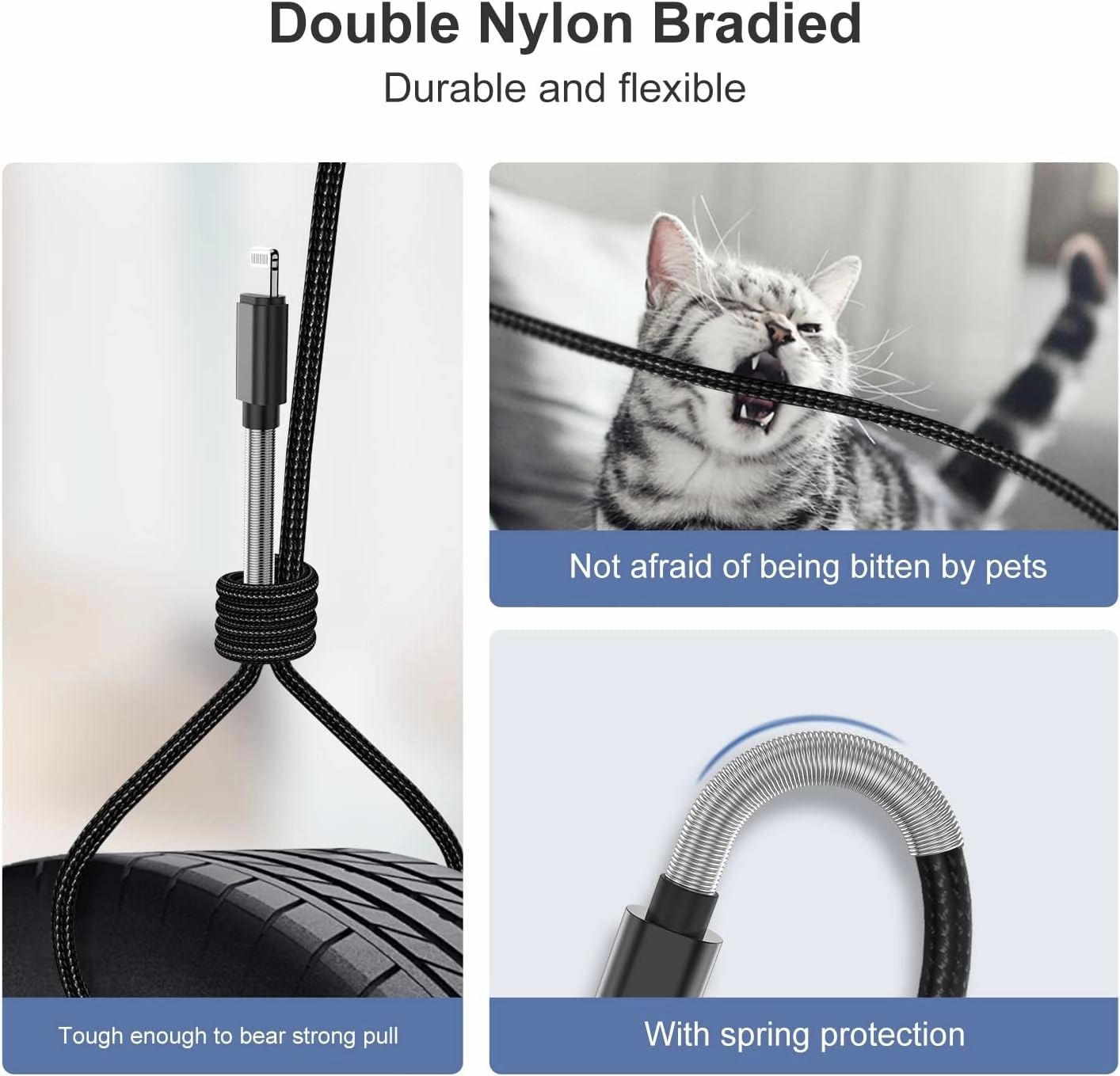 Cabepow 15 FT Extra Long iPhone Charger Cord 2Pack, [Apple MFi Certified] iPhone Charging Cable, 2.4A Nylon Braided Lightning Cable for iPhone 12/11 Pro Max/ 11 Pro/XS Max/XS/XR/X/ 8 Plus/ 8-Black