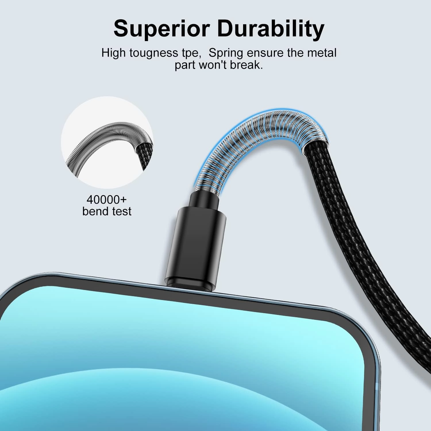 Cabepow 15 FT Extra Long iPhone Charger Cord 2Pack, [Apple MFi Certified] iPhone Charging Cable, 2.4A Nylon Braided Lightning Cable for iPhone 12/11 Pro Max/ 11 Pro/XS Max/XS/XR/X/ 8 Plus/ 8-Black