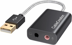 CableCreation USB Audio Adapter External Sound Card with 3.5mm Headphone and Microphone Jack Compatible with Windows, Mac, macOS, Linux, PS4, PS5, Plug and Play, Aluminum Black