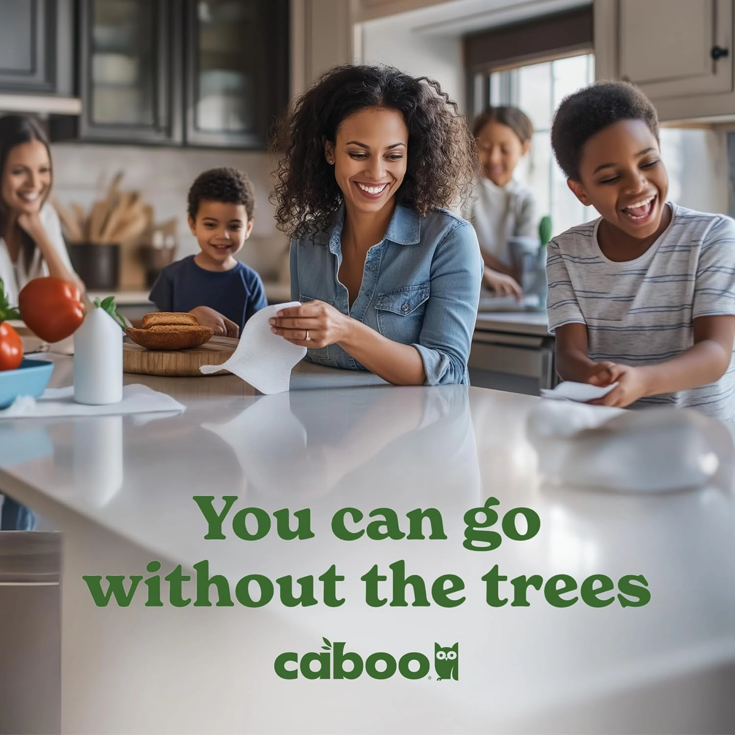 Caboo Tree Free Paper Towels, 6 Rolls, Eco Friendly, Earth Friendly, Sustainable Kitchen Paper Towels with Strong 2 Ply Sheets