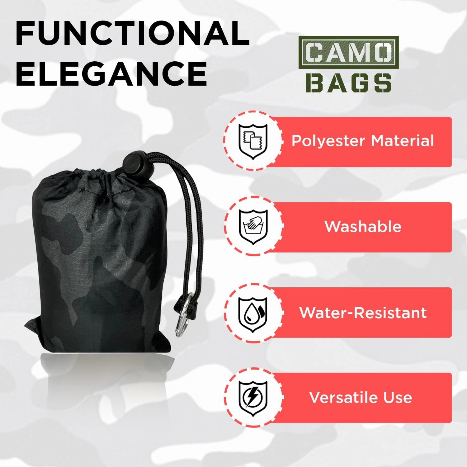 Camo Palm Picnic Blanket - Water Resistant & Foldable Ribstop Fabric Made Blanket with Compact Pocket Loops Style - Easy to Carry - Ideal for Travel, Beach, & Camping & Outdoor Use