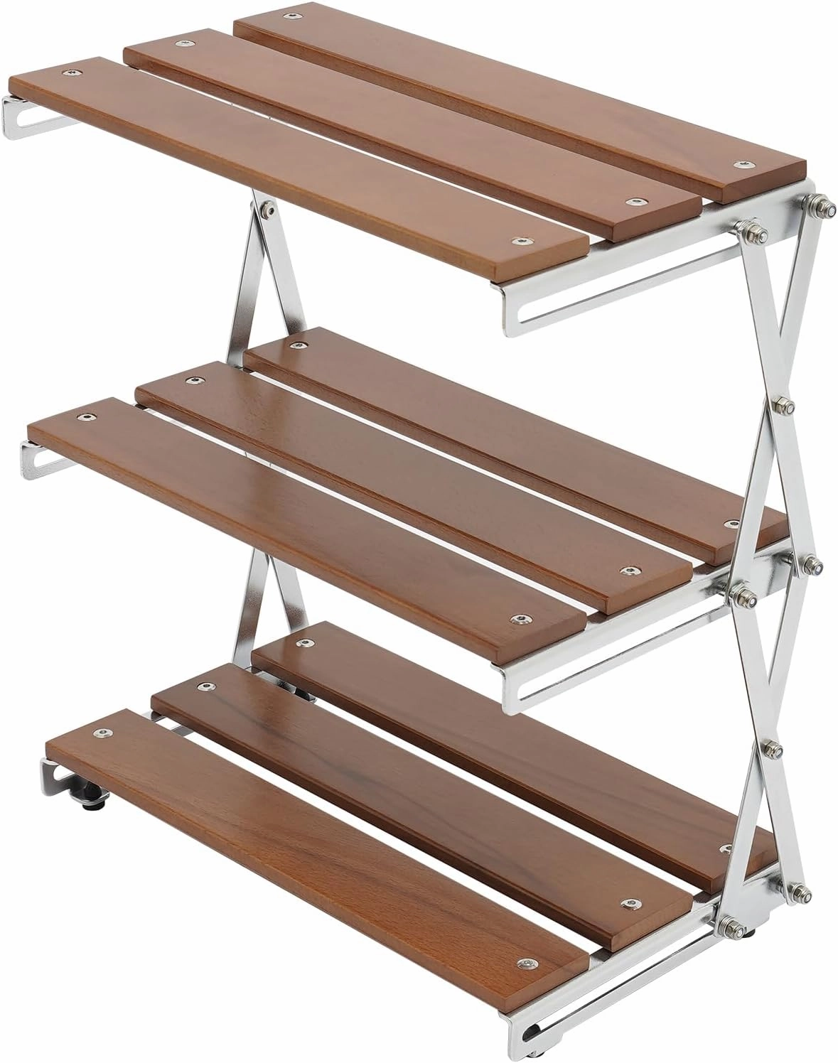 Camping Folding Storage Rack 3-Tier Natural Wood Desktop organizing Rack Multi-Function Indoor Outdoor Household Storage Shelf Great for Organizing and Storage