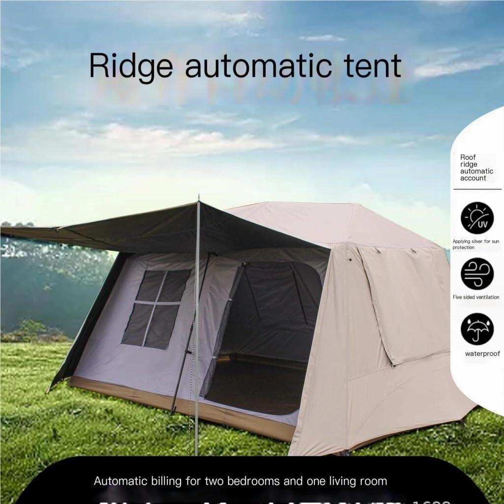 Camping Tent Tent Outdoor Sun Protection and Rainproof Tent Two Rooms and One Living Room Spring-Loaded Automatic Tent Waterproof Tent