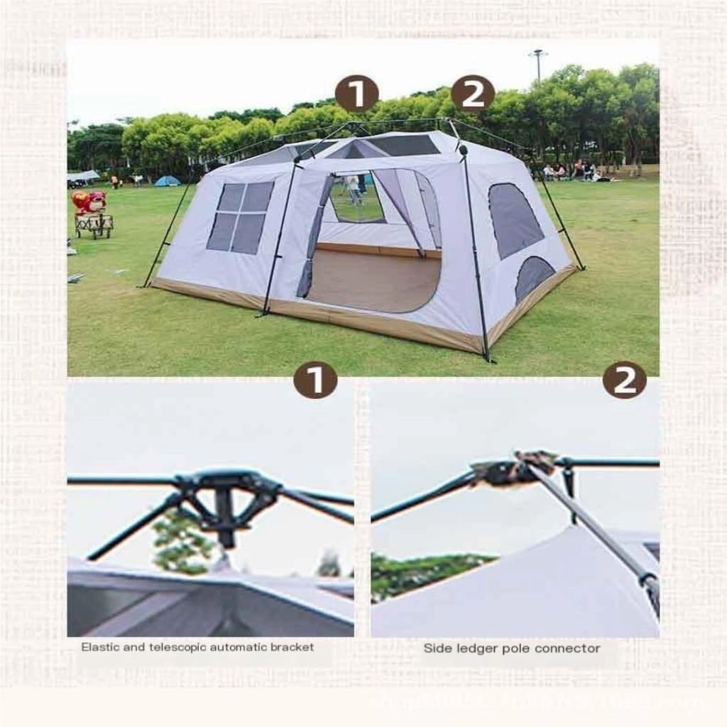 Camping Tent Tent Outdoor Sun Protection and Rainproof Tent Two Rooms and One Living Room Spring-Loaded Automatic Tent Waterproof Tent