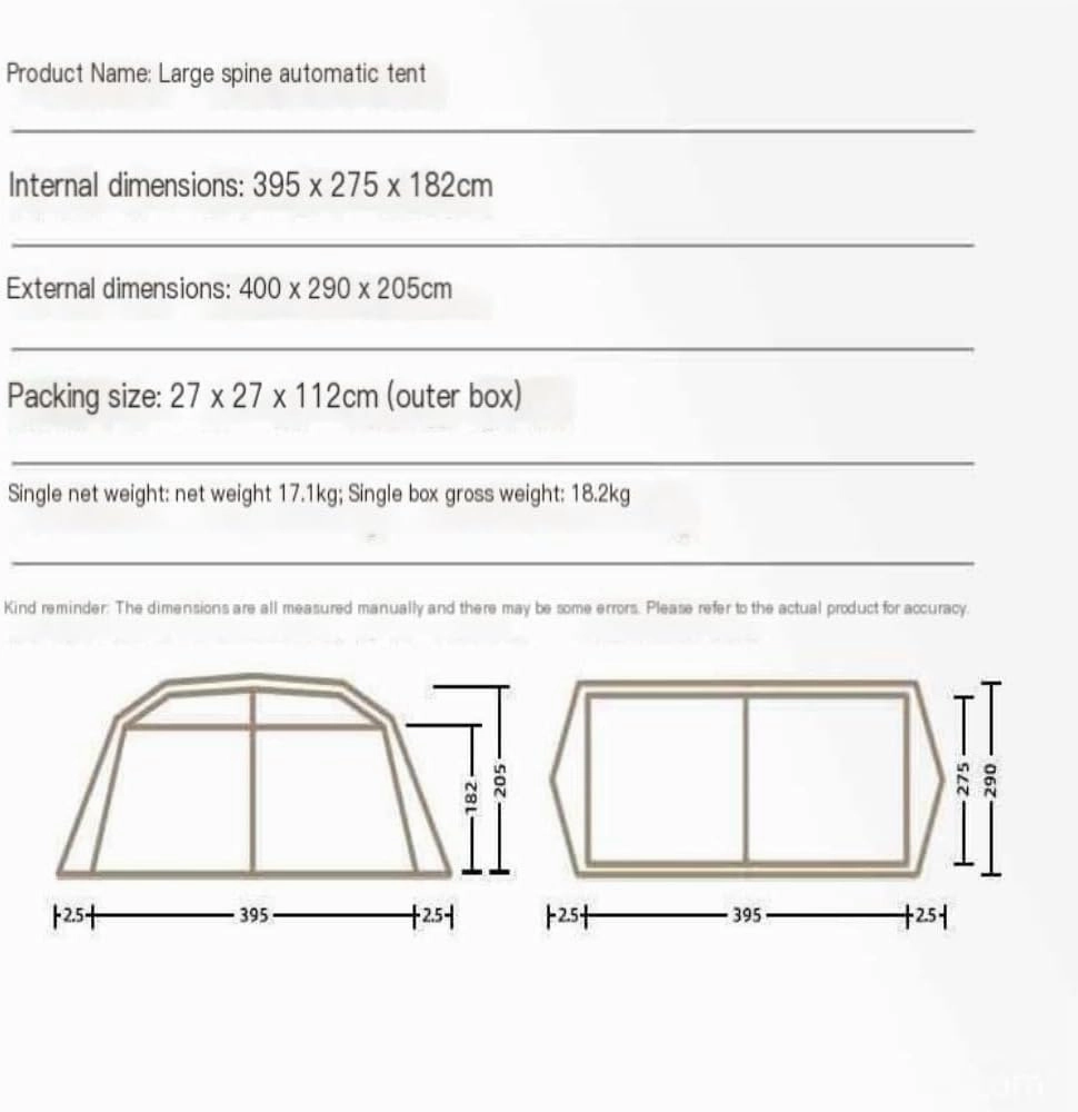 Camping Tent Tent Outdoor Sun Protection and Rainproof Tent Two Rooms and One Living Room Spring-Loaded Automatic Tent Waterproof Tent