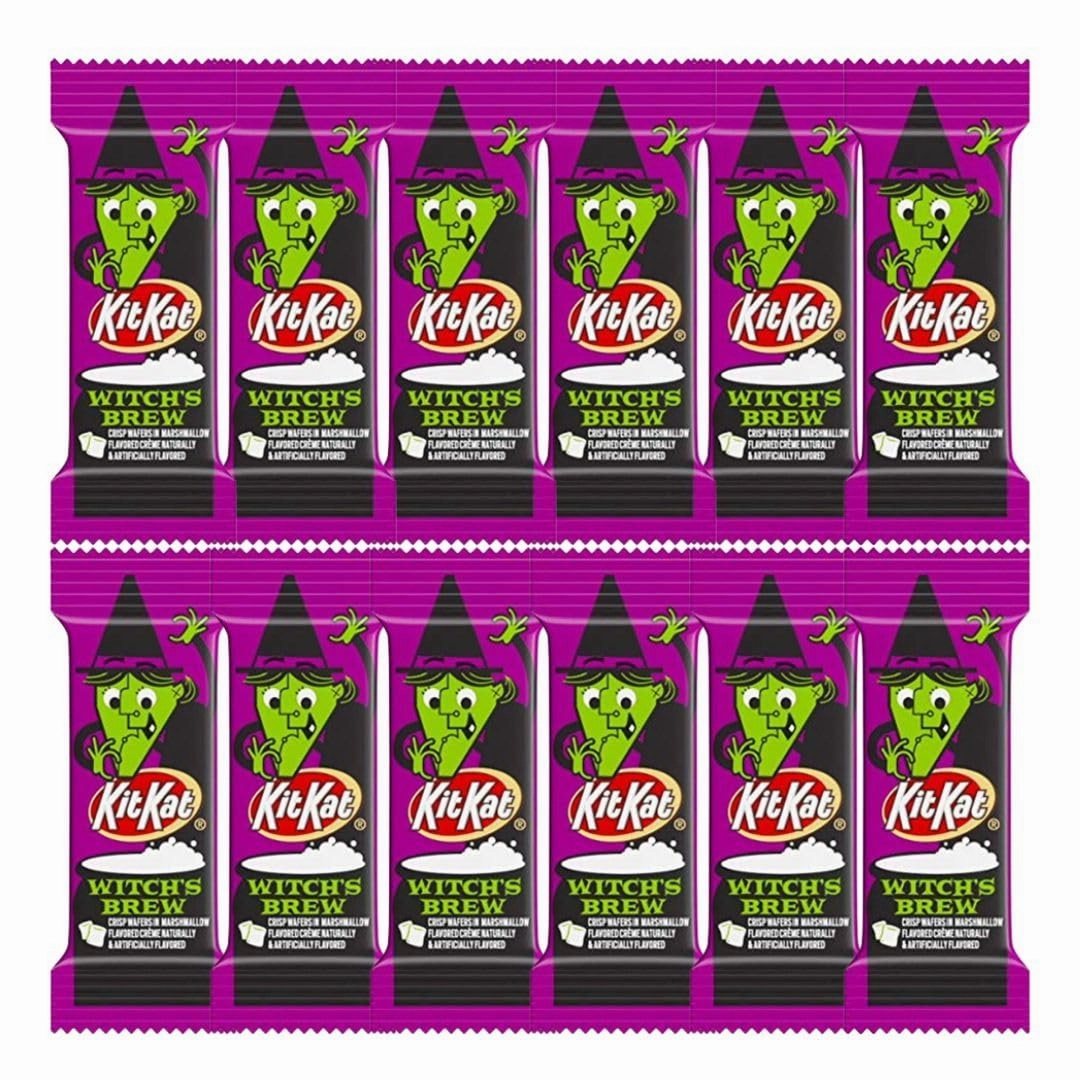 CandyKrave Kit Kat Halloween Candy Witches Brew - Assorted Milk Chocolate and Creme Snack Size Bars, Free Frosted Shipping Bag, 1 pound Bulk Bag 25 Pieces