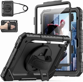 Cantis Case for iPad 11-inch (A16) 2025/ iPad 10th Generation 2022 (10.9 inch) with Screen Protector, iPad 11th Case with 360 Degree Rotating Stand/Shoulder Strap/Pencil Holder, Black