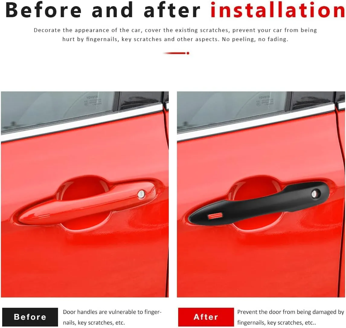 Car Door Handle Cover Protector Compatible for 2018-2023 2024 2025 Toyota Camry Accessories Compatible for Toyota Corolla Venza 2025 2024 2023 2022-2020 (with 2 Smart Key Holes, Matte Black)