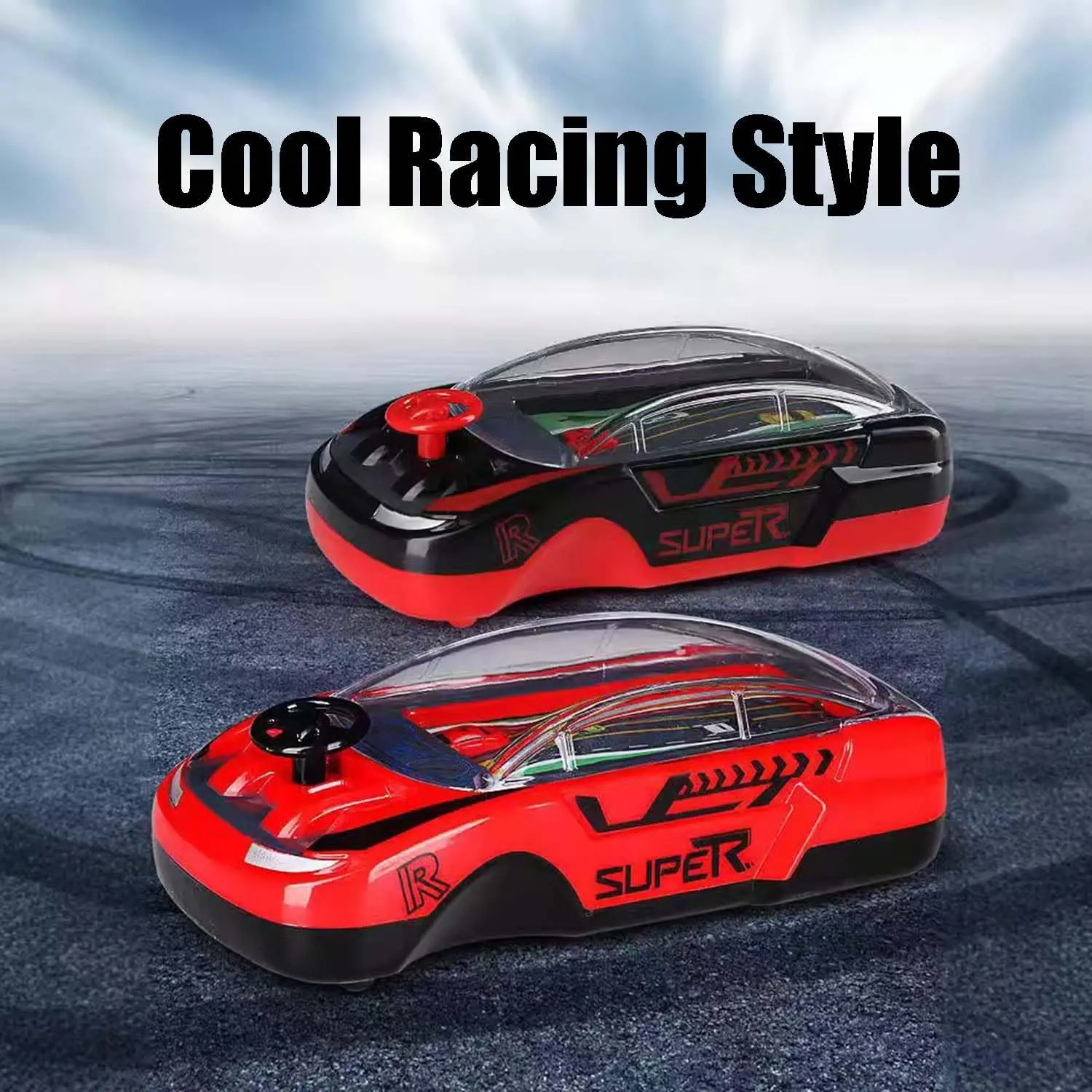 Car Game Handheld, Handheld Racing Car Game, Two Adjustable speeds, Portable Dual Player Race Game, Interactive Family Toy with Racing Experience, Small Car Thinking Training Concentration (Red*2)