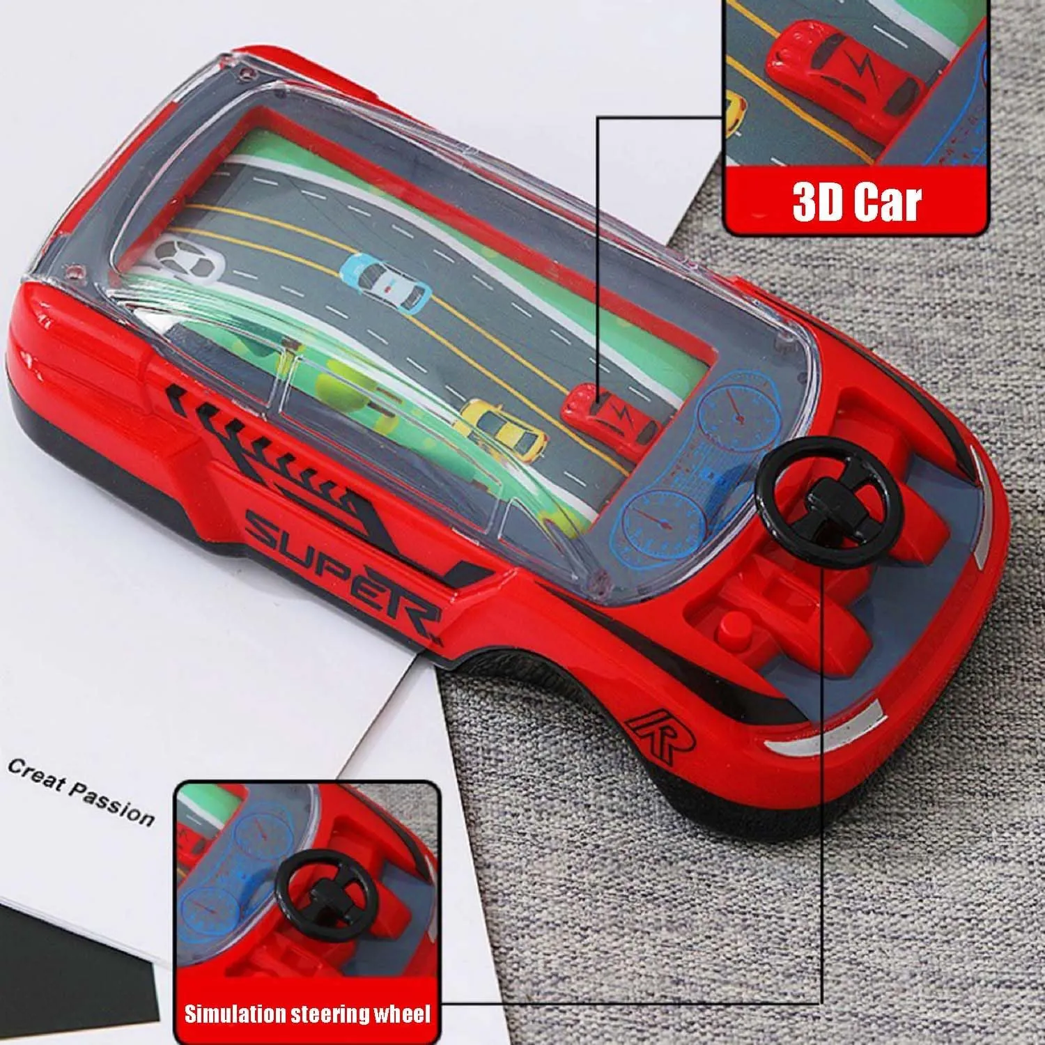 Car Game Handheld, Handheld Racing Car Game, Two Adjustable speeds, Portable Dual Player Race Game, Interactive Family Toy with Racing Experience, Small Car Thinking Training Concentration (Red*2)