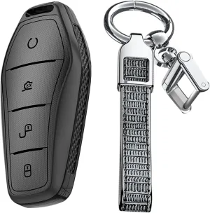 Car Key Fob Cover Keychain Compatible with BYD Han Ev/Tang Dm/Qin Plus/Song Pro/MAX Car Key Case Cover Protector Key Cover,Smart Remote Keyless Key Fob Shell(Black
