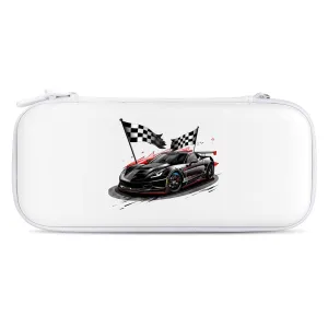 Car Racing Automobile Sport Racer Checkered Flag EVA Carrying Case Compatible for Switch Hard Shell Cute Protective Game Bag White-style