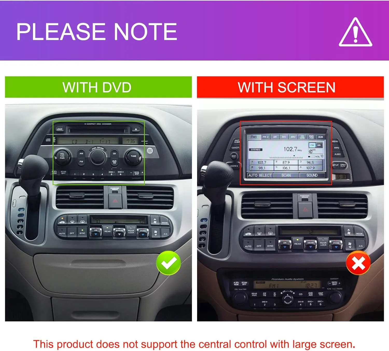 Car Radio for Honda Odyssey 2005 2006 2007 2008 2009 2010, Car Stereo Wireless Carplay Android Auto, Android 13 System, 2 64GB, 10.1 Inch Touch Screen Bluetooth Car Radio GPS WiFi SWC Backup Camera