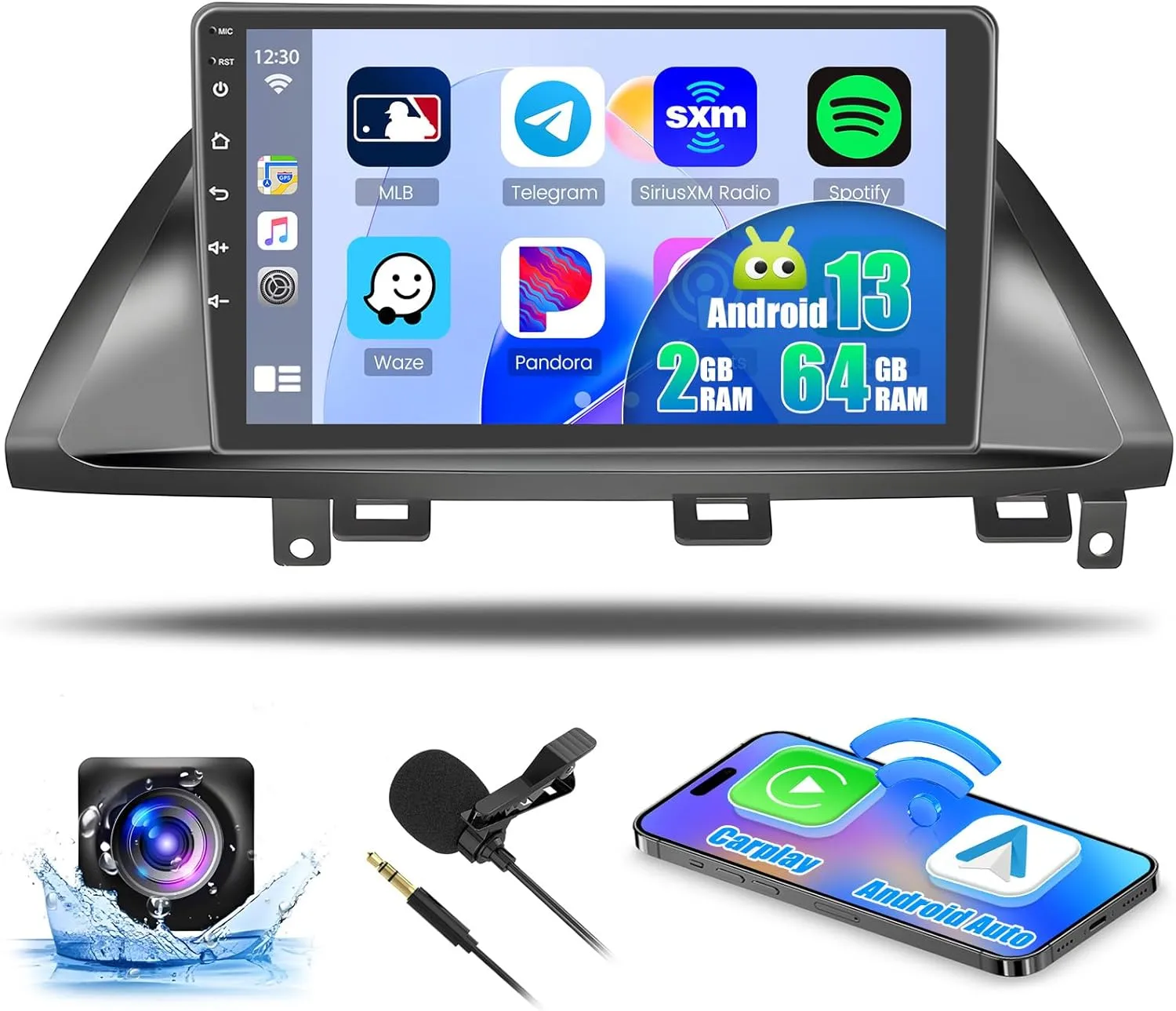 Car Radio for Honda Odyssey 2005 2006 2007 2008 2009 2010, Car Stereo Wireless Carplay Android Auto, Android 13 System, 2 64GB, 10.1 Inch Touch Screen Bluetooth Car Radio GPS WiFi SWC Backup Camera