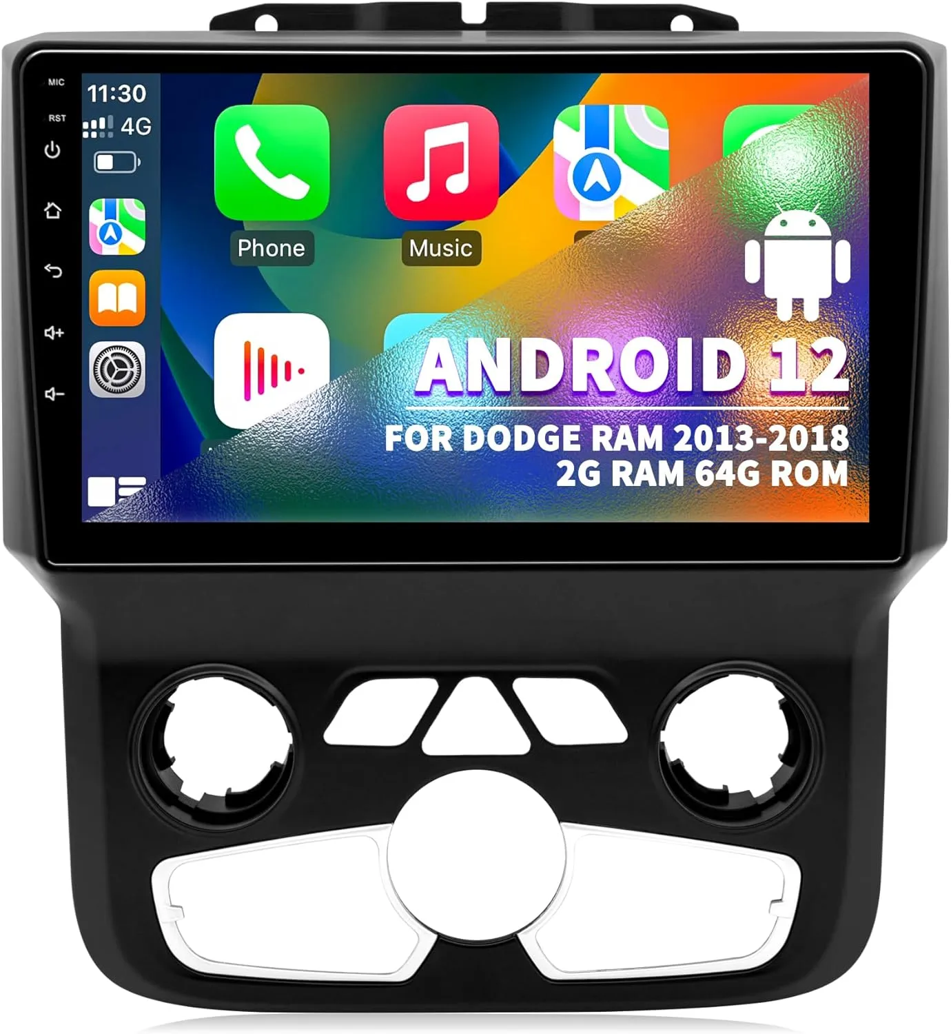 Car Stereo Radio for Dodge RAM 1500 2500 3500, Android 12 Head Unit for 2013 2014 2015 2016 2017 2018 Ram Auto AC, 9 inch IPS Touch Screen with Wireless Carplay/Android Auto, Bluetooth, GPS Navigation
