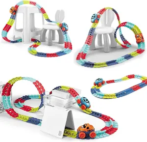 Car Track Set Race Toys for Boys Kids with LED Light-Up Car, Slot Race Car, Flexible Changeable Magic 3 4 5 6 7 8 Year Old Girls as Best Birthday Gifts (160)