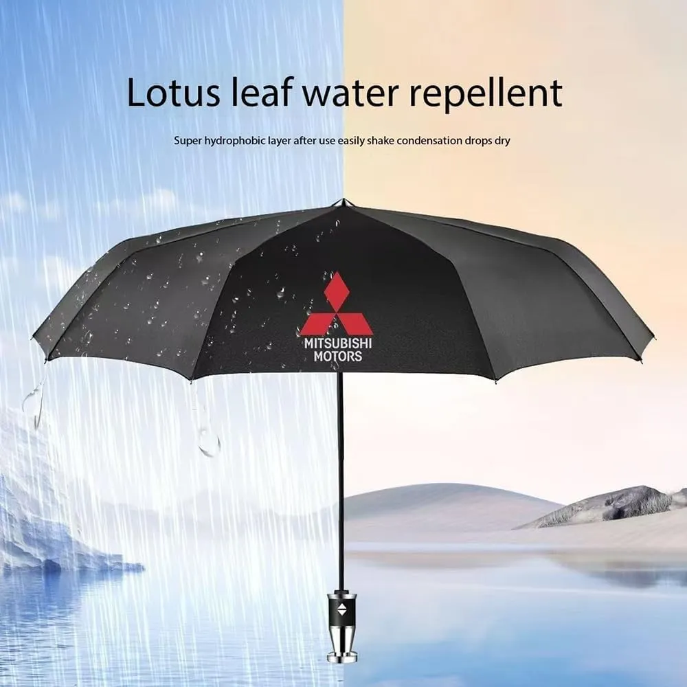 Car Umbrellas for Mitsubishi Triton Club Cab Chassis,Printed Car Logo Umbrella Folding Travel Automatic Switch Portable Luggage Travel Sun Protectio for Men Women,A