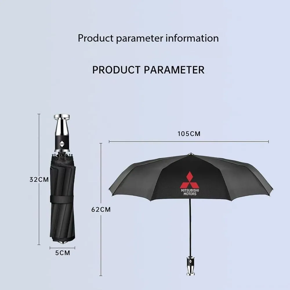 Car Umbrellas for Mitsubishi Triton Club Cab Chassis,Printed Car Logo Umbrella Folding Travel Automatic Switch Portable Luggage Travel Sun Protectio for Men Women,A