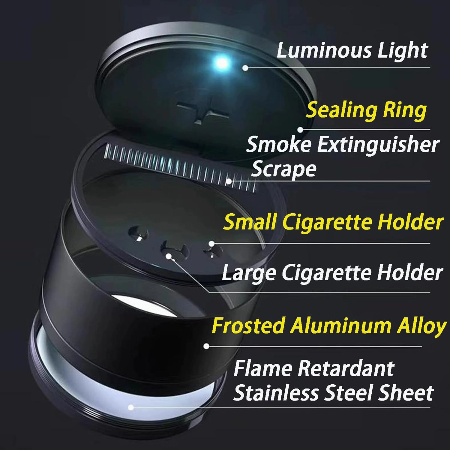 Car Ashtray for Renault Scenic/Xmod IV III II I J9 R9 JZ JM JA 2017 2018 2019 2020 Sealed Flame Retardant Ashtray,Detachable Smell Proof Durable Portable Butt Bucket,B-Long