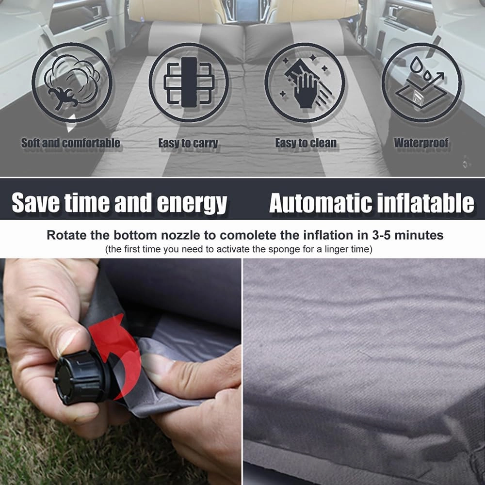 Car Automatic Inflatable Bed for HAVAL H6 2011 2012 2013 2014 2015 2016 2017, Portable Movable Thickened Trunk Sleeping Bed Outdoor Camping Hiking Air Mattress,Grey
