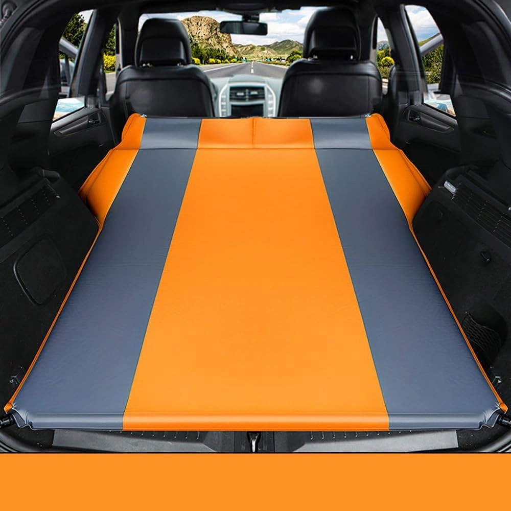 Car Automatic Inflatable Bed for Toyota BZ4X 2022 2023 2024, Portable Movable Thickened Trunk Sleeping Bed Outdoor Camping Hiking Air Mattress,Orange