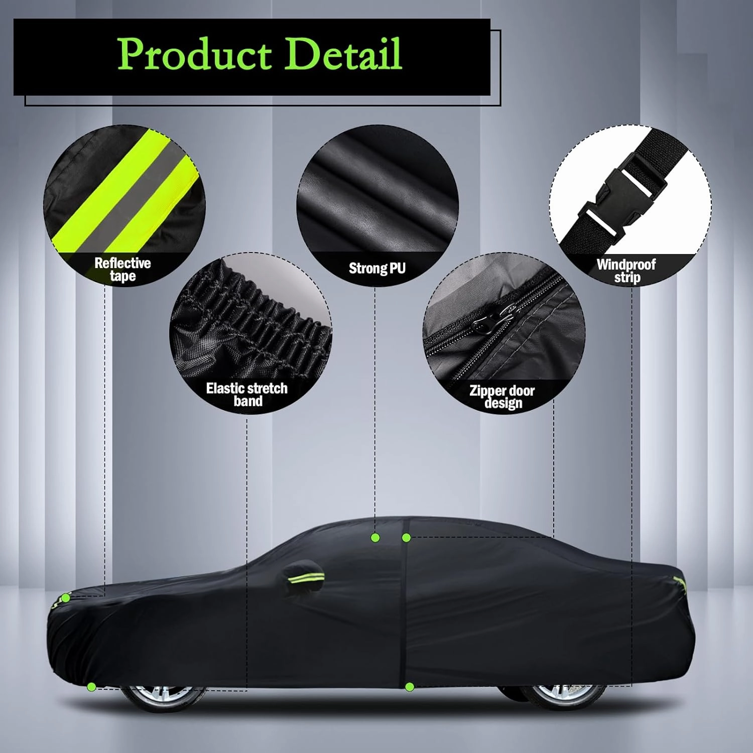 Car Cover Custom Fit for Dodge Charger 2006-2025, Waterproof All Weather Full Exterior Cover Rain Sun Hail Protector Car Cover with Door Zipper
